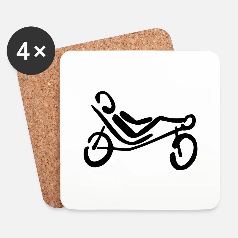 Liegerad Fahrrad - Untersetzer (4er-Set) - Weiß