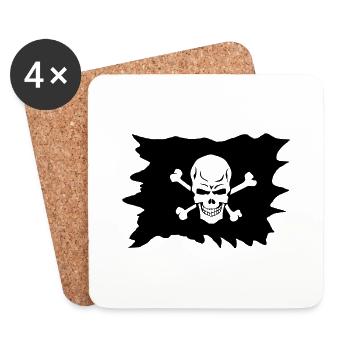 death head skull flag flag Pirate2 - Coasters (set of 4) - white - Front