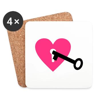 key and heart - Coasters (set of 4) - white - Front