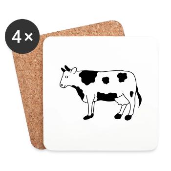 Vache - Dessous de verre (lot de 4) - blanc - Devant