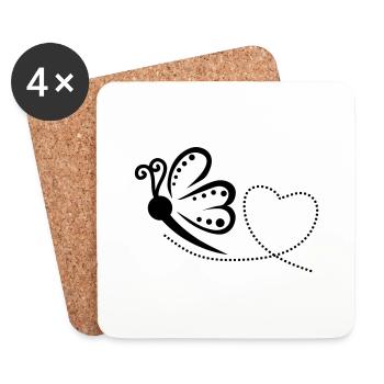 butterfly_heart_f1 - Dessous de verre (lot de 4) - blanc - Devant