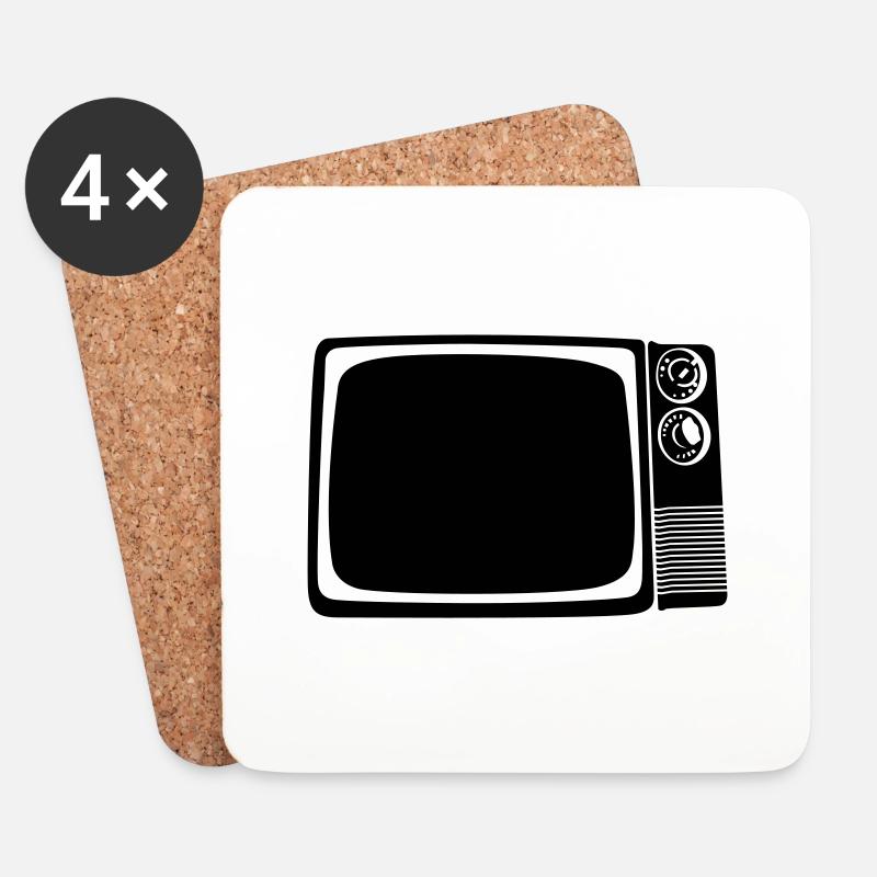 Fernseher - Untersetzer (4er-Set) - Weiß