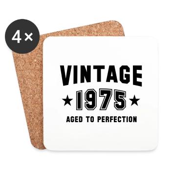 VINTAGE 1975 - Anniversaire - âgé à la perfection - Dessous de verre (lot de 4) - blanc - Devant