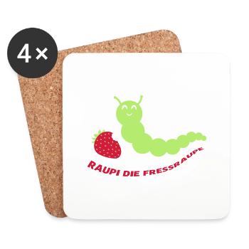 185_raupi_die_fressraupe - Dessous de verre (lot de 4) - blanc - Devant