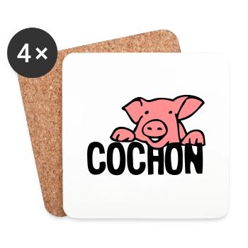 pig pig head 28054 - Coasters (set of 4) - white - Front