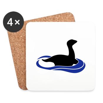 Dinosaur loch ness monster in the water - Coasters (set of 4) - white - Front
