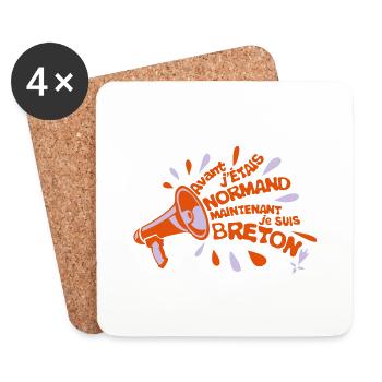 avant normand maintenant breton megaphone - Dessous de verre (lot de 4) - blanc - Devant
