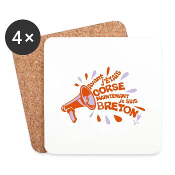 avant corse maintenant breton megaphone - Dessous de verre (lot de 4) - blanc - Devant