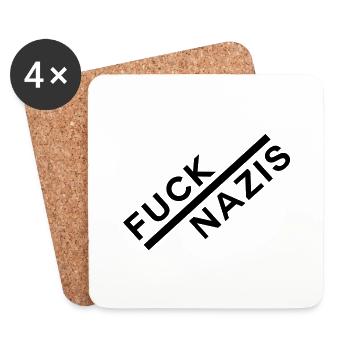 FUCK NAZIS - Untersetzer (4er-Set) - Weiß - Vorne