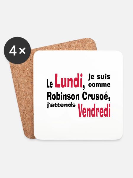 robinson crusoe - Coasters (set of 4) - white
