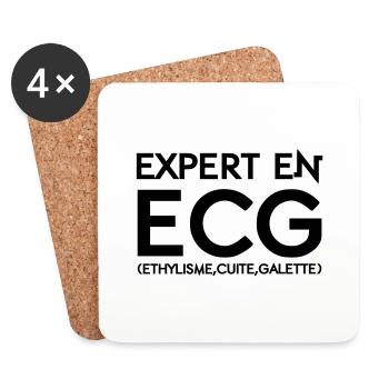 Experten-EKG - Untersetzer (4er-Set) - Weiß - Vorne