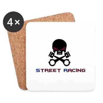 Totenkopf Kolben Street Racing - Untersetzer (4er-Set) - Weiß - Vorne