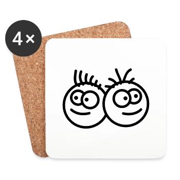 Two Smileys - Coasters (set of 4) - white - Front