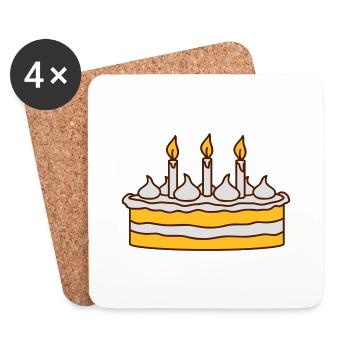 Birthday Cake - Coasters (set of 4) - white - Front