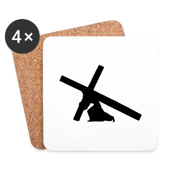 jesus carrying cross 1c - Coasters (set of 4) - white - Front