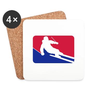 blau rot button rahmen schild ski fahren runter be - Untersetzer (4er-Set) - Weiß - Vorne