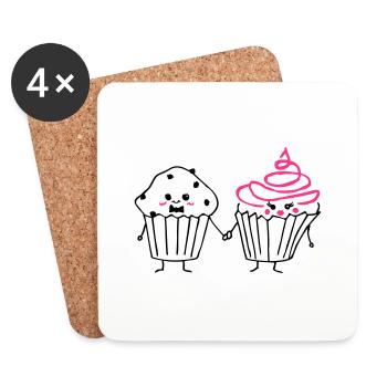 gâteau aime muffin 01 - Dessous de verre (lot de 4) - blanc - Devant