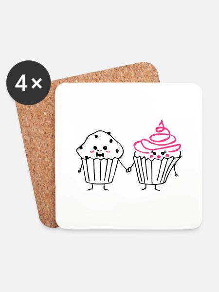 cupcake loves muffin 01 - Coasters (set of 4) - white