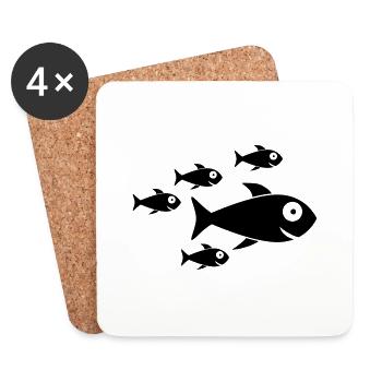 Fish Swarm - Untersetzer (4er-Set) - Weiß - Vorne