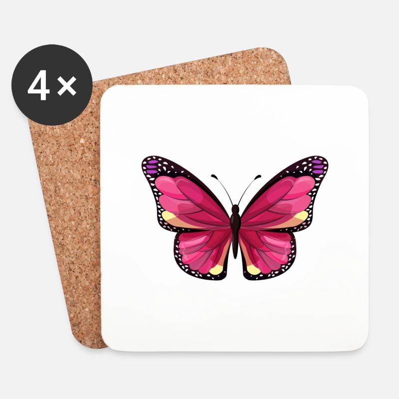Schmetterling - Untersetzer (4er-Set) - Weiß