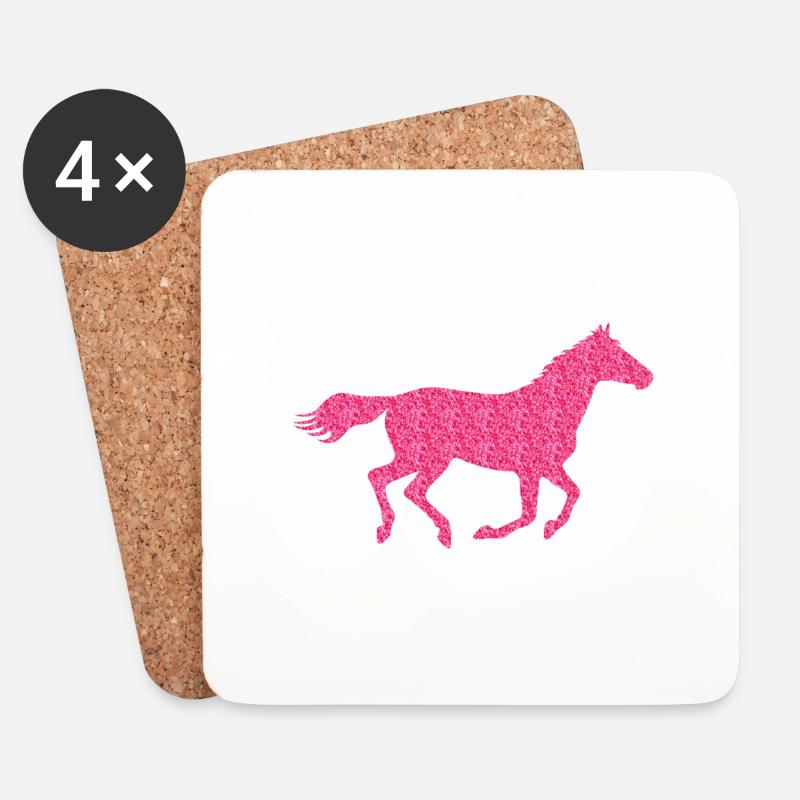Glitzer Pferd - Untersetzer (4er-Set) - Weiß