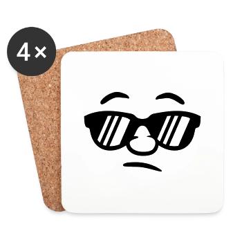 Lunettes de soleil cool guy visage souriant - Dessous de verre (lot de 4) - blanc - Devant