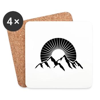 Belles montagnes avec soleil - Dessous de verre (lot de 4) - blanc - Devant