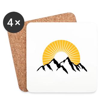 Belles montagnes avec soleil - Dessous de verre (lot de 4) - blanc - Devant