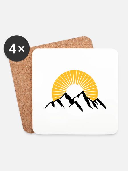 Beautiful mountains with Sun - Coasters (set of 4) - white