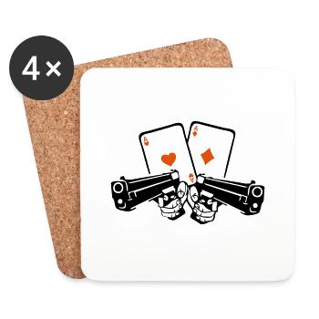 pistolet carte poker as arme flingue revolver - Dessous de verre (lot de 4) - blanc - Devant