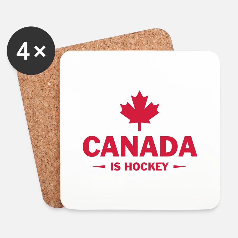 CANADA EISHOCKEY MIT AHORNBLATT - Untersetzer (4er-Set) - Weiß