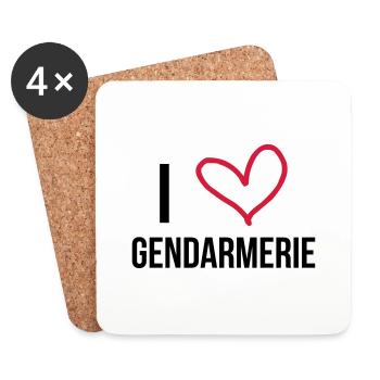 I Love Gendarmerie / Gendarmerie - Dessous de verre (lot de 4) - blanc - Devant