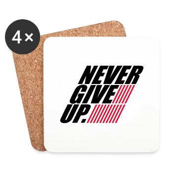 stripes design never give up logo never give up - Coasters (set of 4) - white - Front