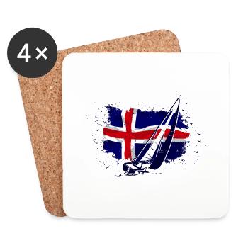 Iceland Sailing - Vintage Flag - Untersetzer (4er-Set) - Weiß - Vorne