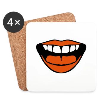 bouche levre dent bisous - Dessous de verre (lot de 4) - blanc - Devant