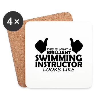 brilliant swimming instructor - Coasters (set of 4) - white - Front