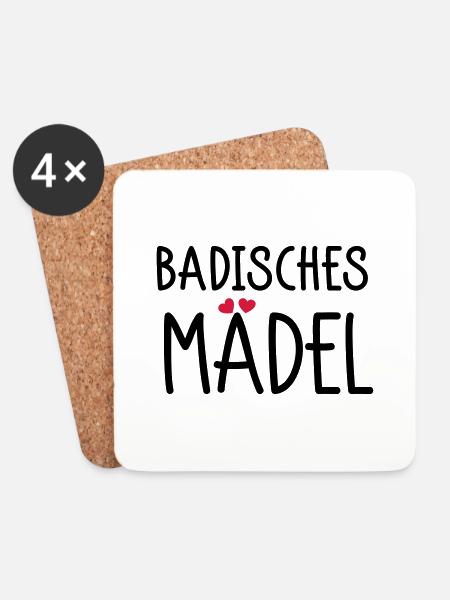 Badisches Mädel - Untersetzer (4er-Set) - Weiß