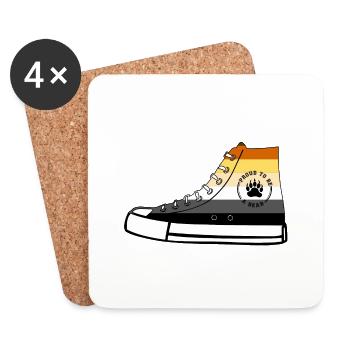 Bear Sneaker LGBT Gay Pride Fetish Queer CSD - Untersetzer (4er-Set) - Weiß - Vorne