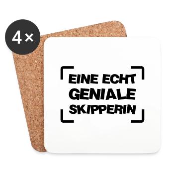 Skipper / Skipperin / Segeln / Windsurfen / Boot - Untersetzer (4er-Set) - Weiß - Vorne