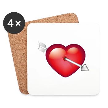 Smiley Heart with arrow - Coasters (set of 4) - white - Front