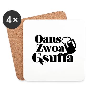 Oans Zwoa Gsuffa - - Wiesn - Untersetzer (4er-Set) - Weiß - Vorne