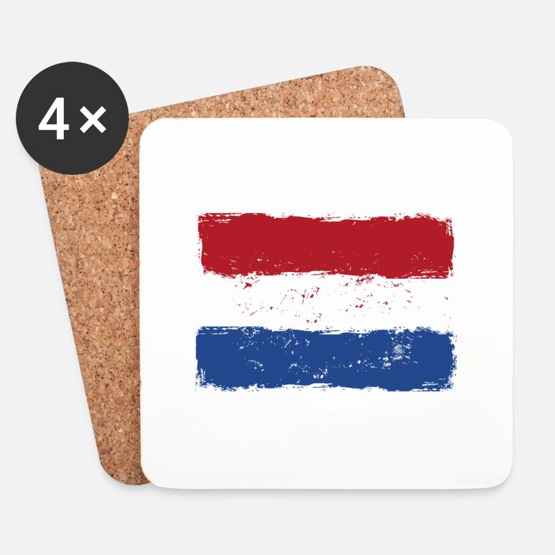 Netherlande Flag - Untersetzer (4er-Set) - Weiß