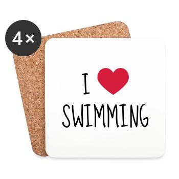 Natation / Nageur / Nageuse / Nager - Dessous de verre (lot de 4) - blanc - Devant