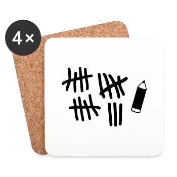 Striche - Stift - Untersetzer (4er-Set) - Weiß - Vorne