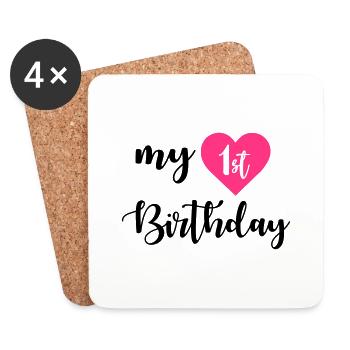 1st birthday - Untersetzer (4er-Set) - Weiß - Vorne