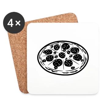 pizza fast food - Dessous de verre (lot de 4) - blanc - Devant