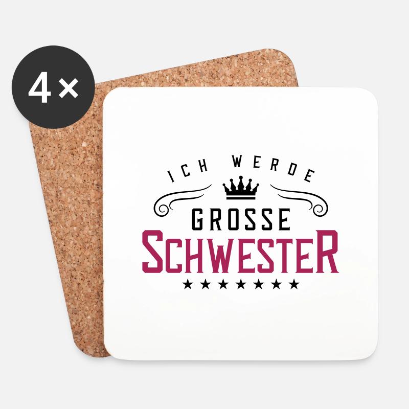 ich werde grosse schwester - Untersetzer (4er-Set) - Weiß