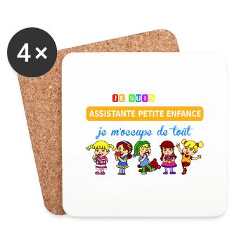 je suis assistante petite enfance - Coasters (set of 4) - white - Front