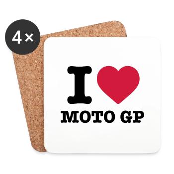 I love Moto GP Motorcycle Saying Motorcyclist Bike - Coasters (set of 4) - white - Front