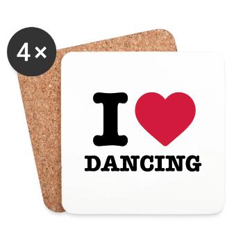 I love Dancing saying dance dance dancer heart pulse - Coasters (set of 4) - white - Front